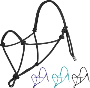 Harrison Howard Rope Halter for Horses Super Sturdy Horse Rope Training Halter with 2 Knot 1/4" Stiff Halter Cord Size Large - Black