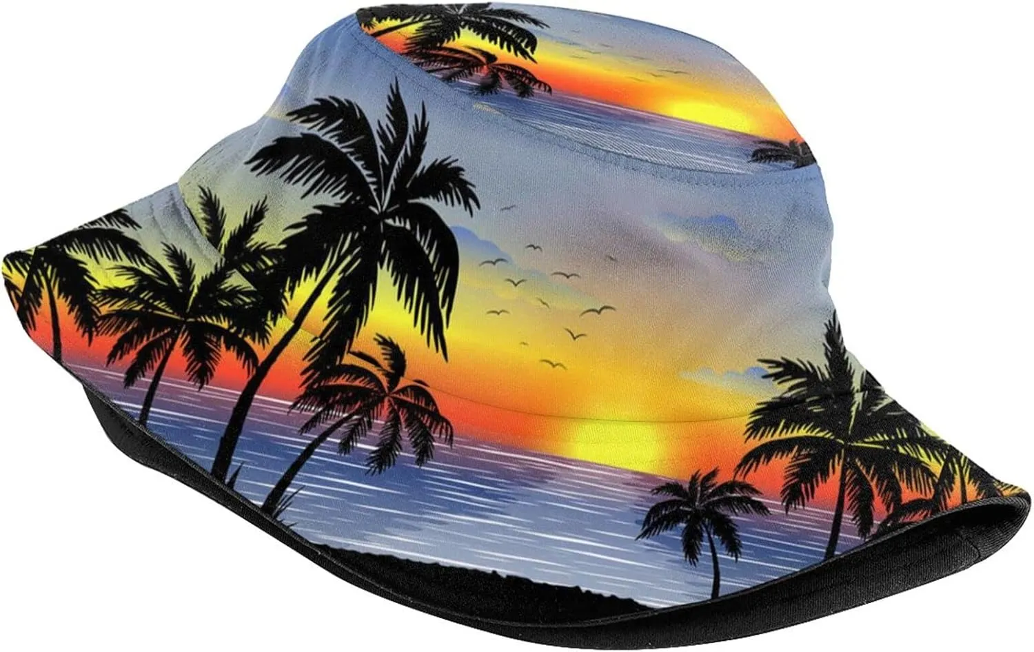 Hawaii Tropical Sunset Palm Tree Bucket Hat Summer Travel Beach Sun Hats Packable Outdoor Cap for Men Women