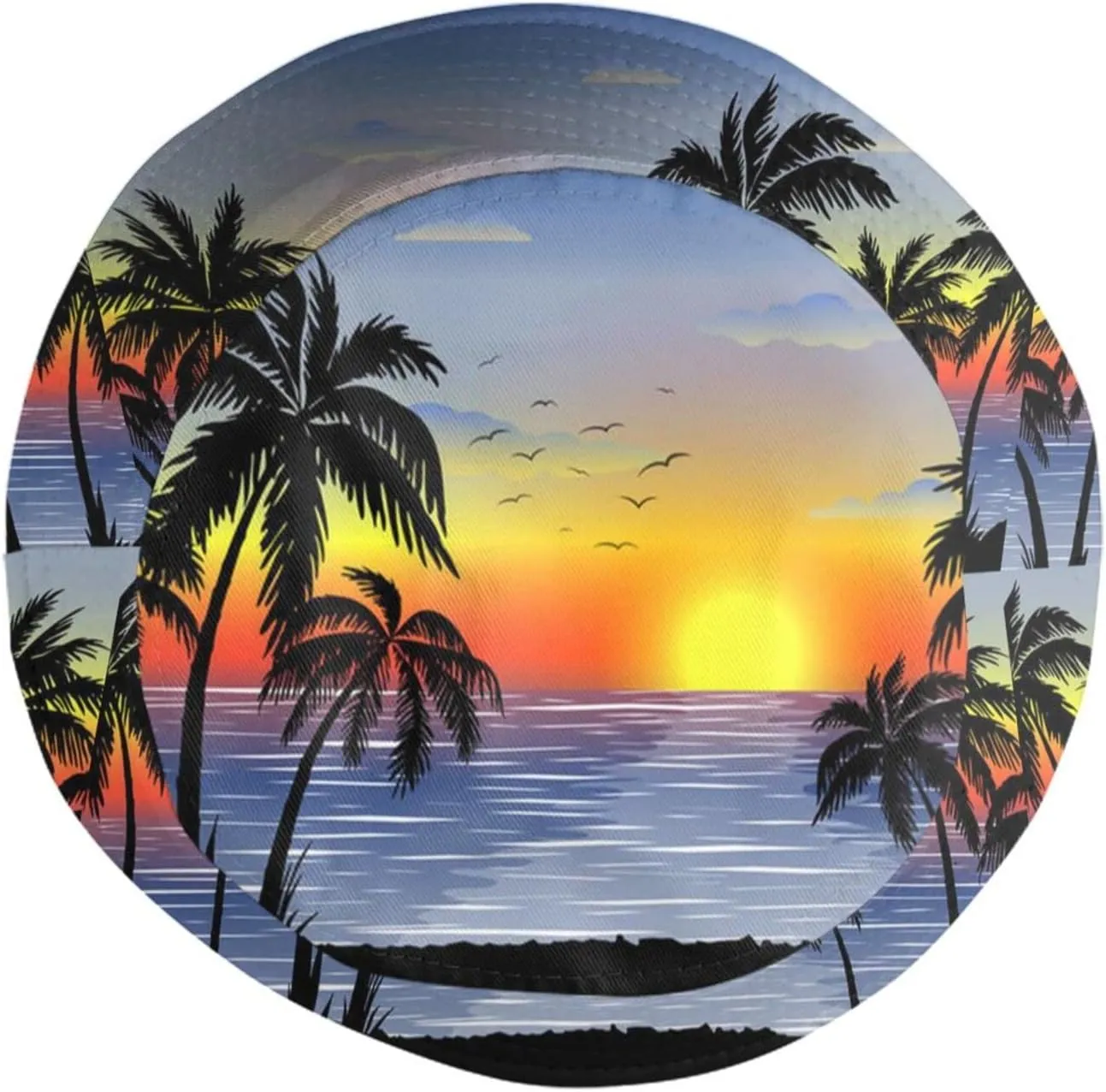 Hawaii Tropical Sunset Palm Tree Bucket Hat Summer Travel Beach Sun Hats Packable Outdoor Cap for Men Women
