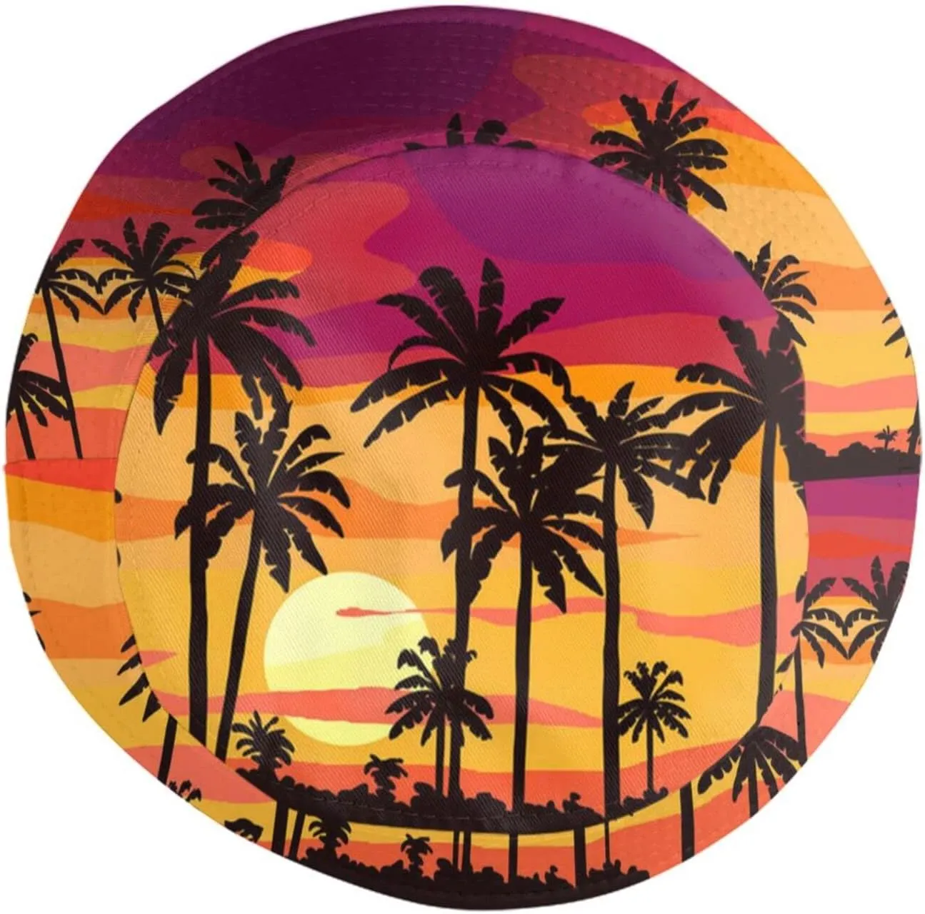 Hawaii Tropical Sunset Palm Tree Bucket Hat Summer Travel Beach Sun Hats Packable Outdoor Cap for Men Women