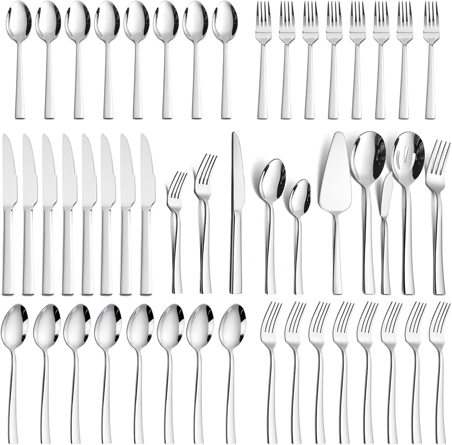HaWare 65 Pieces Silverware Flatware Set for 12, Durable Stainless Steel Eating Utensils with Knife Fork Spoon Hostess Tableware, Modern Elegant Ergonomic Design, Dishwasher Safe