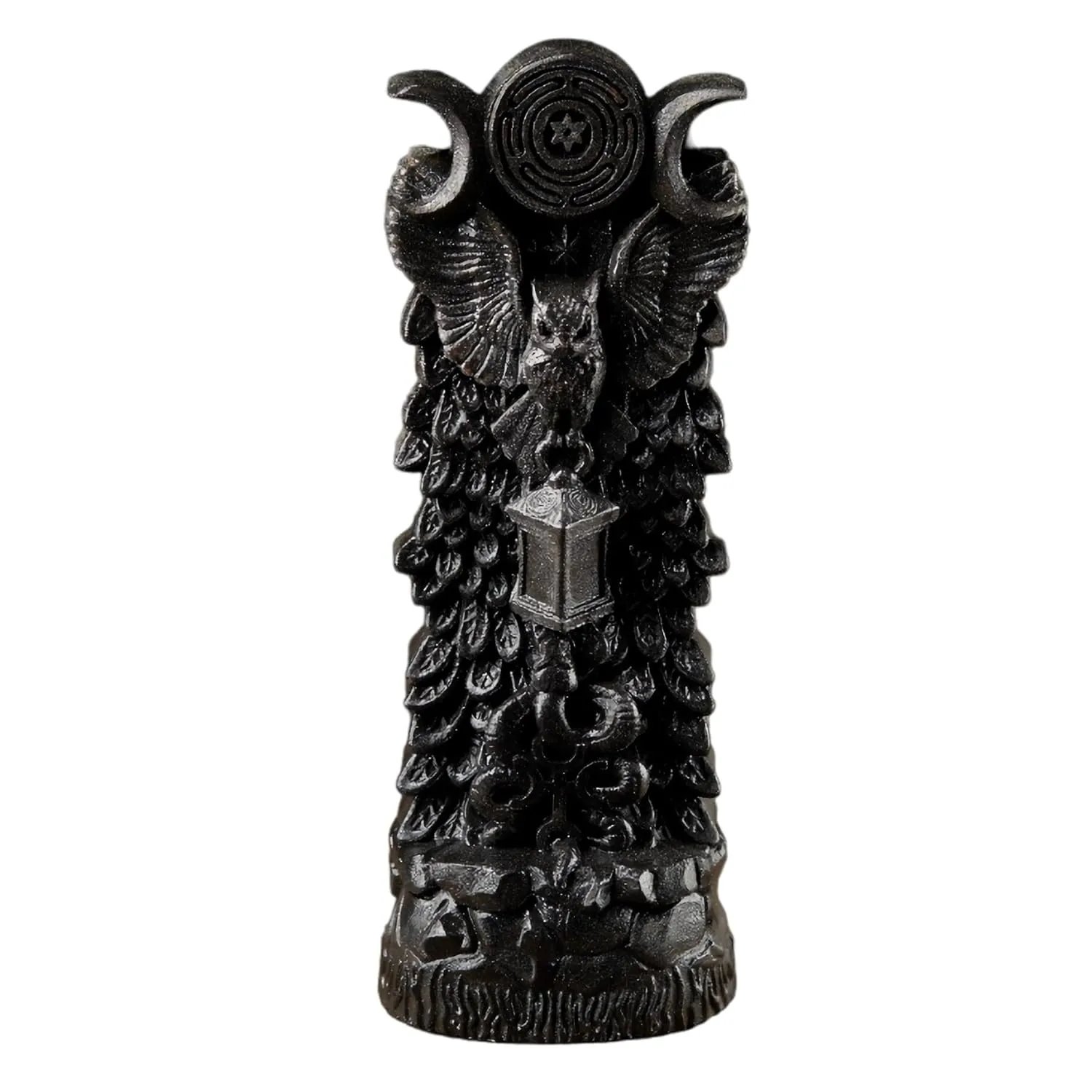 Hecate's Owl statue, bird,Wisdom goddess,for pagan home altar kit, wicca statue, witches, Hecate key, wooden statue,owl home decor (Black)
