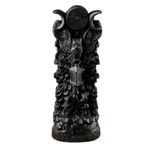 Hecate's Owl statue, bird,Wisdom goddess,for pagan home altar kit, wicca statue, witches, Hecate key, wooden statue,owl home decor (Black)