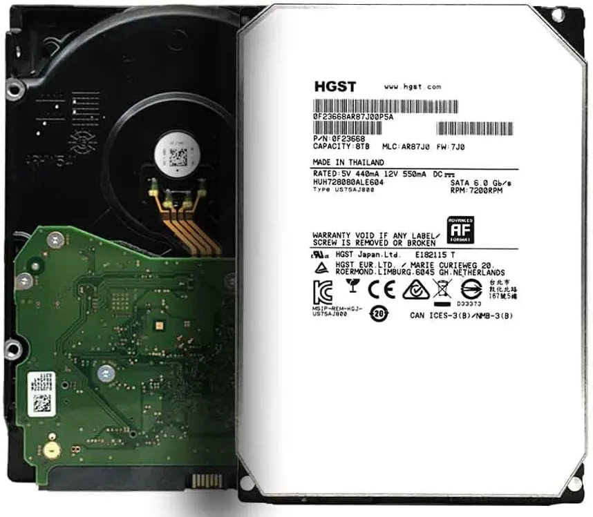 HGST HUH728080ALE604 Ultrastar He8 (Helium Platform) 8TB 7200RPM 128MB Cache SATA 6.0Gb/s 3.5inch Internal Enterprise Hard Drive - 0F23668 (Renewed)