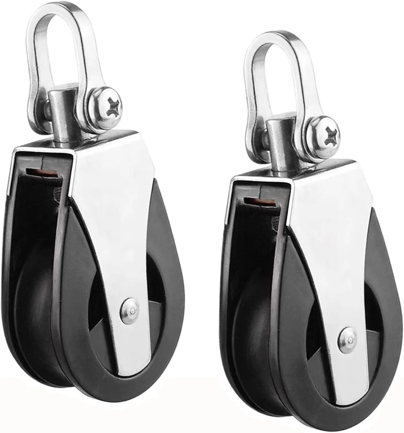 High Load Capacity Marine Stainless Steel Nylon Block Universal Single Head Pulley,Smooth Silent Bearing,Rope Runner Boat Accessories(2 Pcs)