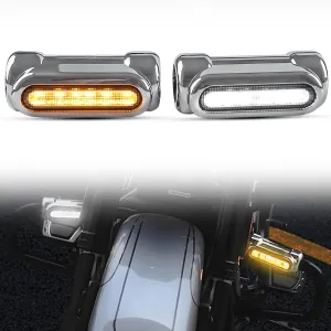 Highway Crash Bar Lights for CVO Road Glide, Chrome Highway Guard Turn Signal Lamp Switchback Driving Lights w/White DRL & Amber Turn Signal Light for Harley Davidson CVO Road Glide 2024 Accessories