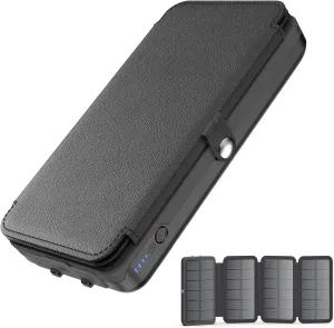 Hiluckey Solar Charger 27000mAh 22.5W Fast Charging Power Bank USB C PD Portable Phone Charger with 4 Solar Panels for Cell Phone Tablet
