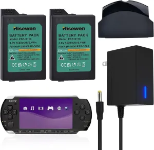 Hisewen 2 Pack 1500mAh PSP Battery & Fast Charger Kit for Sony PSP 3000/2000 Series (PSP-2001, 3001, 3004)