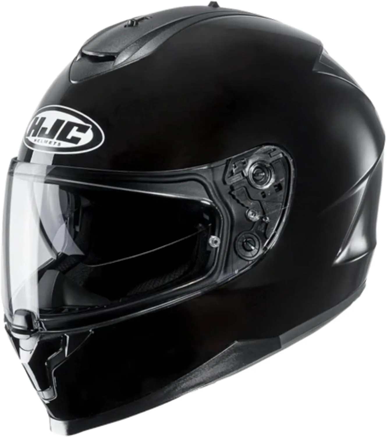 HJC C70 Solid Full Face Motorcycle Helmet with HJ-20M Pin-lock Shield, DOT Approved (Black, Large)