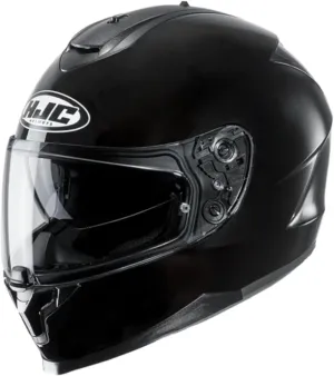 HJC C70 Solid Full Face Motorcycle Helmet with HJ-20M Pin-lock Shield, DOT Approved (Black, Large)