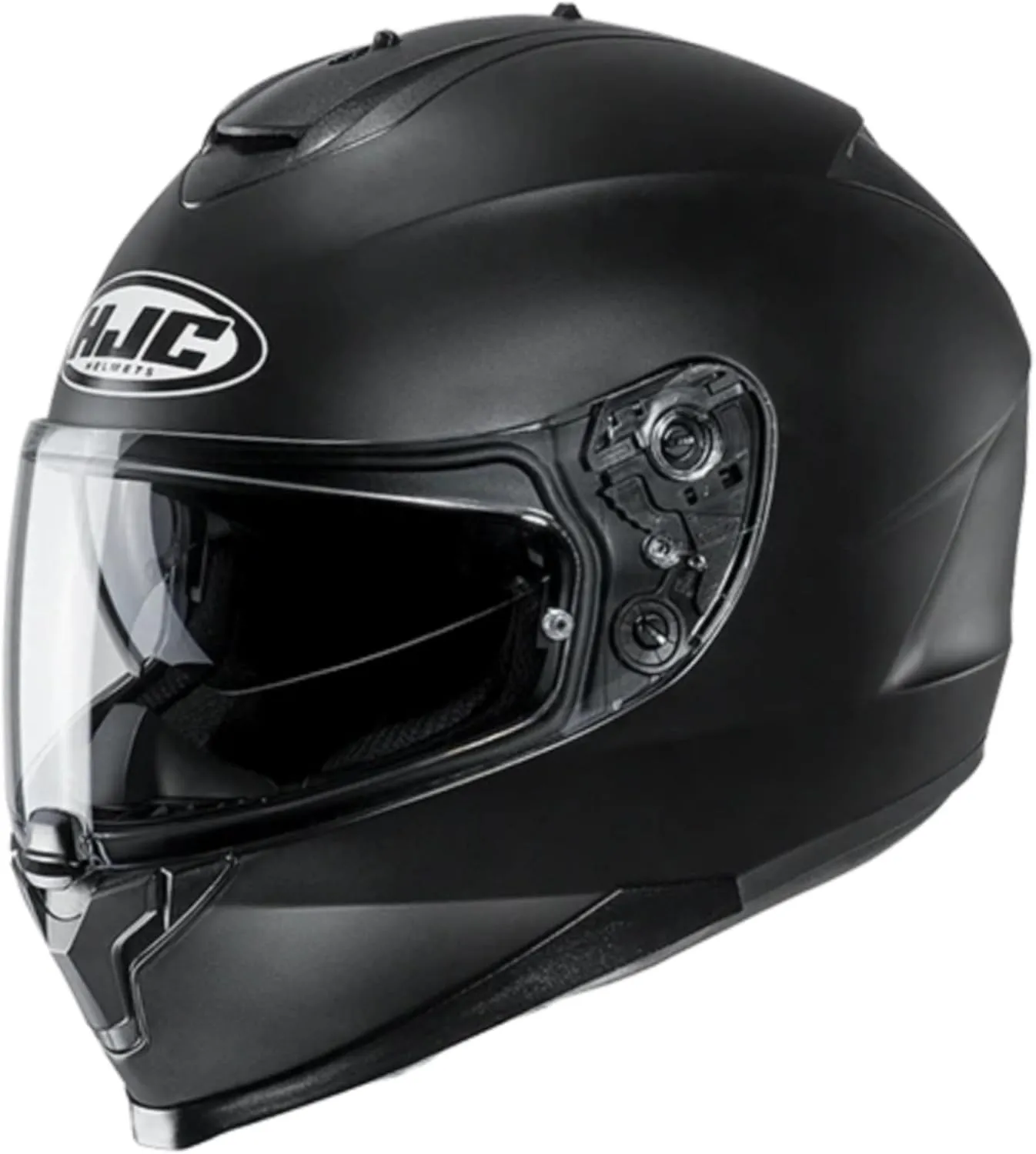 HJC C70 Solid Full Face Motorcycle Helmet with HJ-20M Pin-lock Shield, DOT Approved (Semi Flat Black, X-Small)