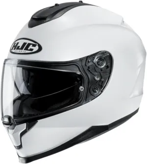 HJC C70 Solid Full Face Motorcycle Helmet with HJ-20M Pin-lock Shield, DOT Approved (White, Large)