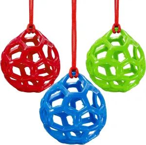Horse Treat Ball Feeders, 1 Set Rubber Goat Slow Feeding Hay Feeder Bag Relieve Stress Hanging with Rope for Stable Stall, Red Green Blue