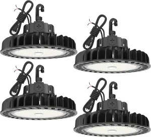 HYPERLITE LED High Bay Light | 29000LM (200W) Dimmable High Bay LED Lighting | UL Listed | 5000K Commercial Lights | US Hook Included | Alternative to 850W MH/HPS | 4-Pack