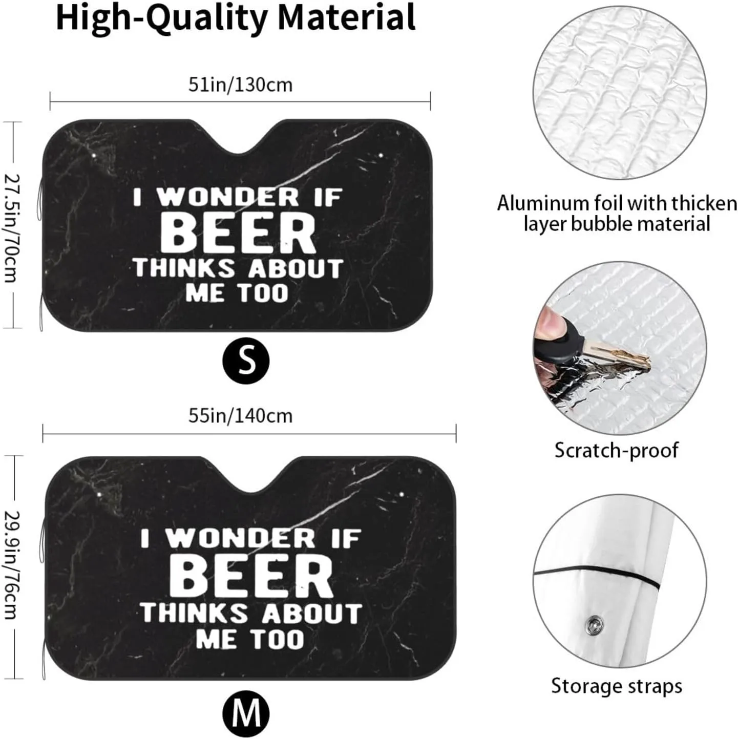 I Wonder If Beer Thinks About Me Too Windshield Sun Shade Foldable Blocks UV Rays Sun Shade, for Car SUV Truck