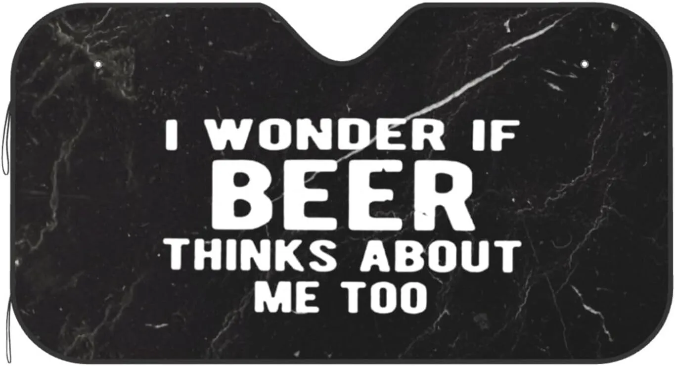 I Wonder If Beer Thinks About Me Too Windshield Sun Shade Foldable Blocks UV Rays Sun Shade, for Car SUV Truck