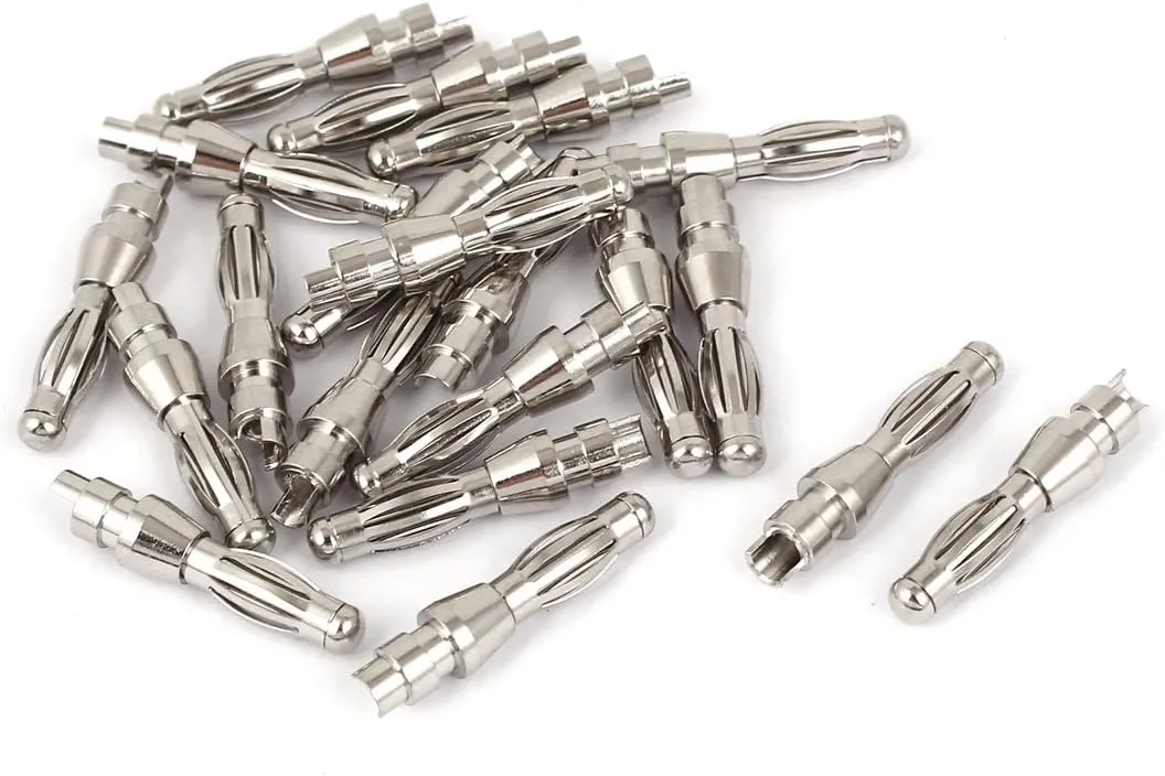 IIVVERR 20pcs Silver Tone Metal Hemihedral 4mm Banana Connector for RC Helicopter (20pcs Silver Tone Metal Hemihedral 4mm Banana Connector para RC Helicopter