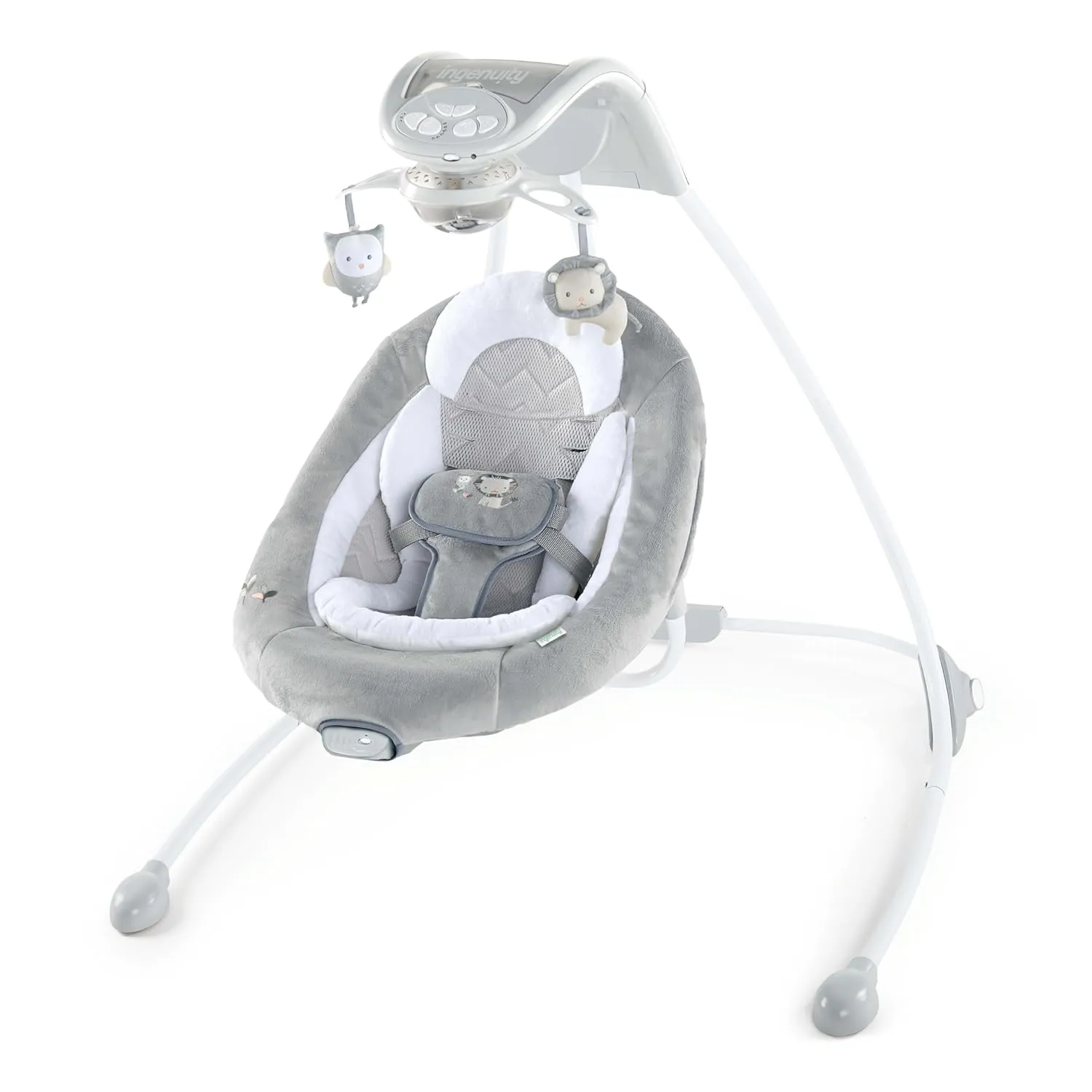 Ingenuity InLighten Baby Swing - Cool Mesh Fabric, Vibrations, Swivel Infant Seat, Nature Sounds, Light Up Motorized Mobile - Braden