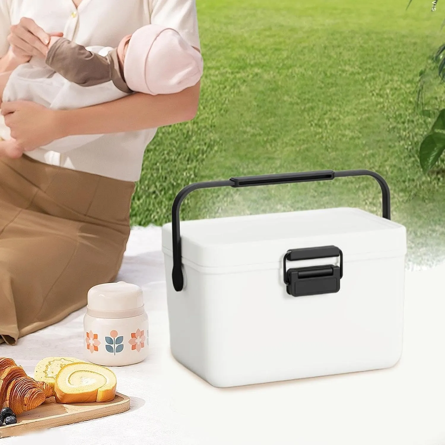 Insulated Cooler Box Ice Chest Small Hard 3.8L Cold/Heat Preservation Cooler for Picnic Shipping Food Barbecue Fresh Keeping