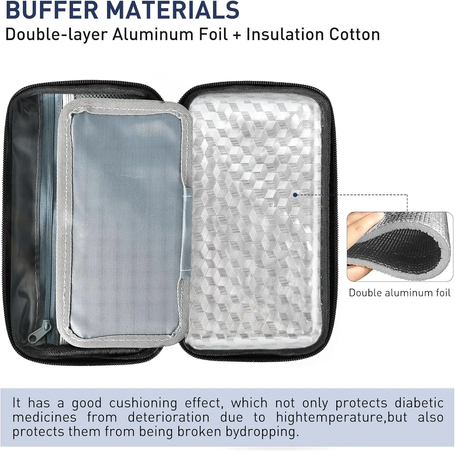 Insulin Cooler Travel Case, 4 Pens Diabetes Case, TSA Approved, Medicine Organizer with 2 Ice Pack (BlackB)