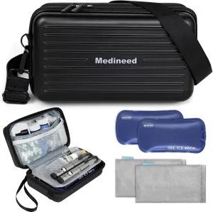 Insulin Cooler Travel Case, 4 Pens Diabetes Case, TSA Approved, Medicine Organizer with 2 Ice Pack (BlackB)
