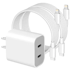 iPhone 14 Super Fast Charger,Dual Port USB C Chargers,iPhone Charger Fast Charging Block,Quick Apple USB C Wall Adapter Plug,2Pack Type C Lightning Cable For iPhone 14/13/12/11/ProMax/MiNi/XR/SE/8Plus