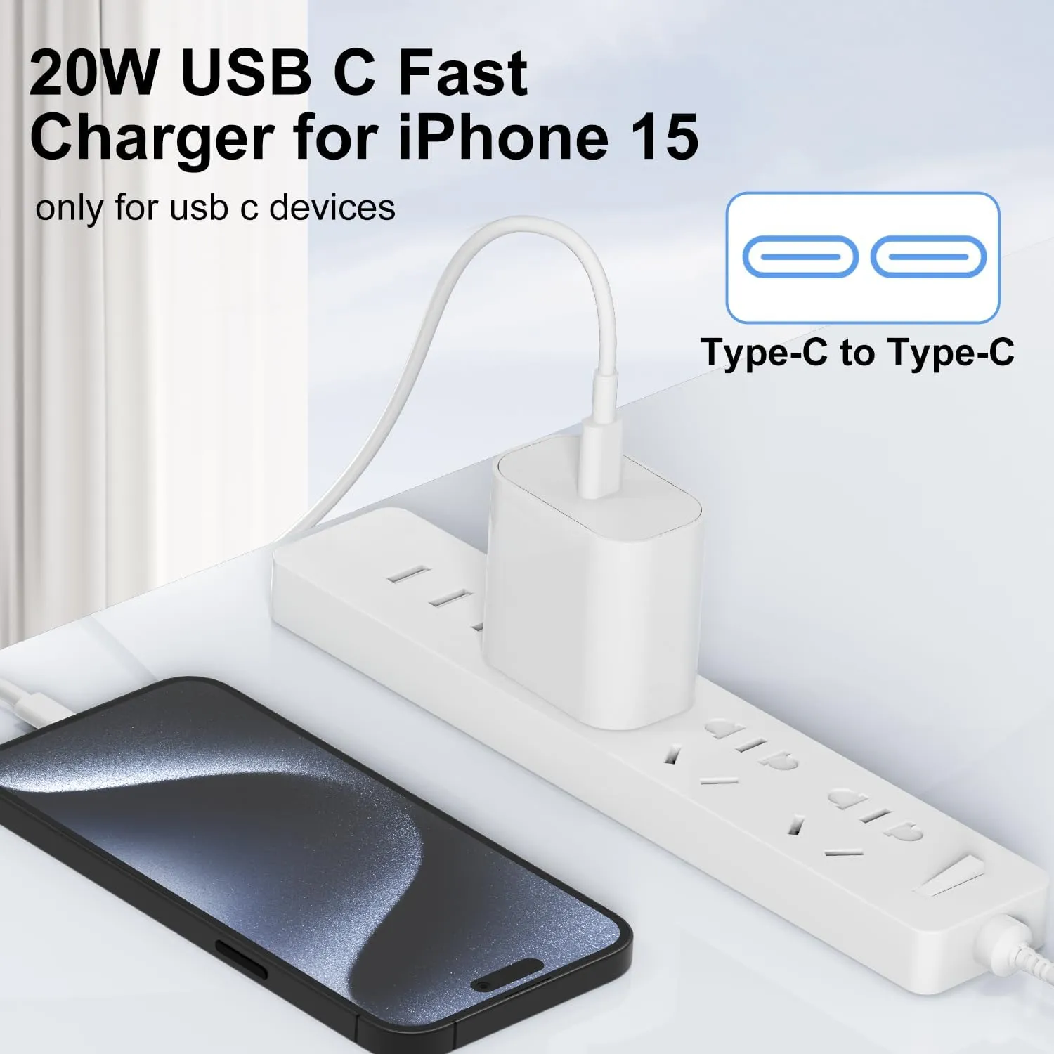 iPhone 15 16 Charger Fast Charging 10 ft USB C to USB C Cable Long,Apple USBC Wall Charger Block Power Adapter Plug Cube Brick for iPhone 16/16 Pro/16 Pro Max/16 Plus/15/15 Pro/15 Pro Max/iPad