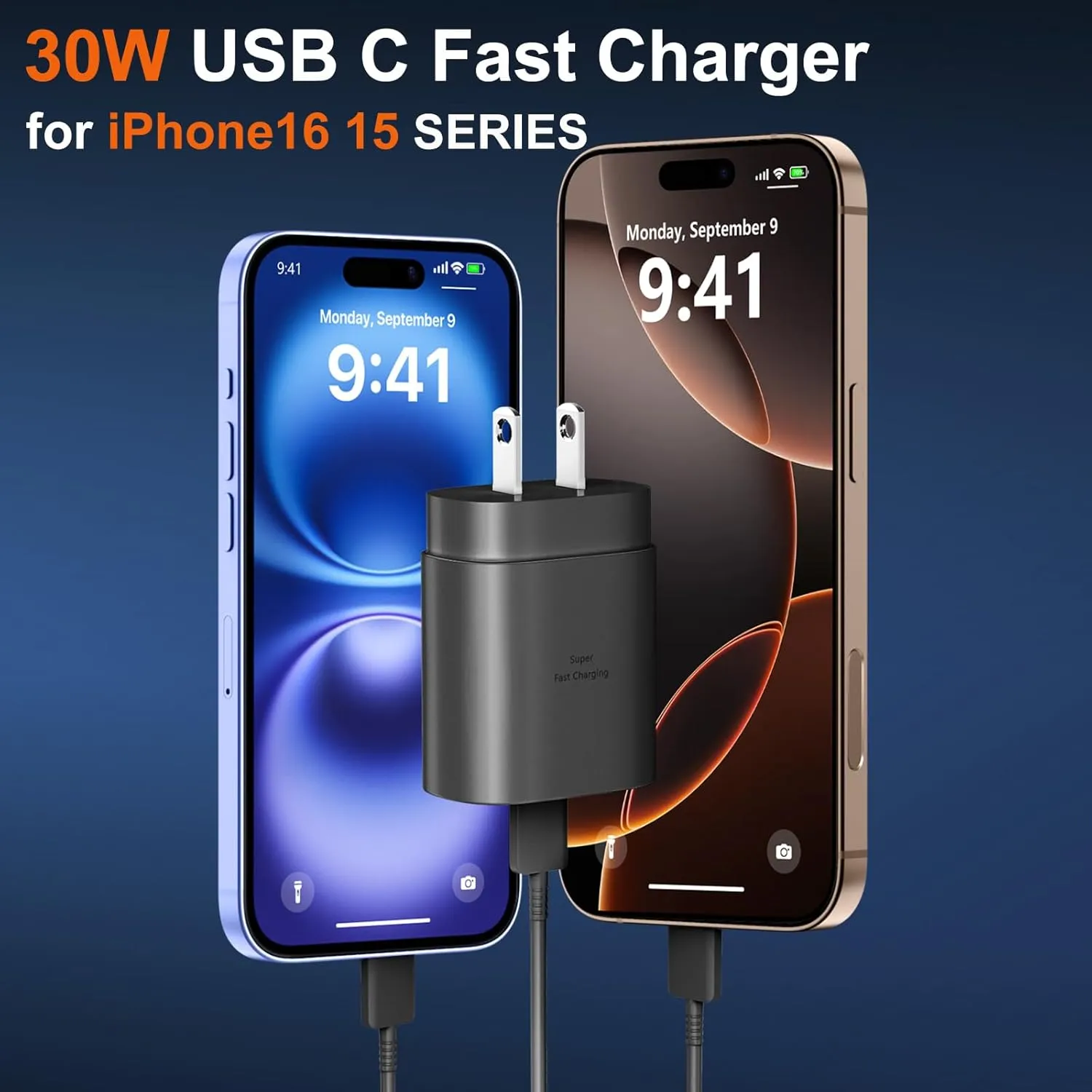 iPhone 16 15 Pro Max Charger Fast Charging, 30W USB-C iPhone 15 16 Pro Max Fast Charge Block with 10FT Long USB C Cable for iPhone 16 Pro Max/16 Pro/15 Pro Max,iPad,Samsung Galaxy S24
