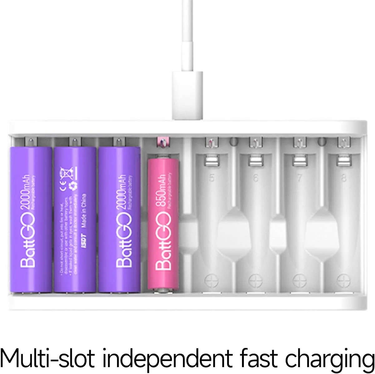 ISDT A8 AIR 8-Slot Smart Battery Charger AA & AAA 10500 12500 Battery of NiMH NiCd Li-lon LiFePO4 Discharge Protect Function Rechargeable Batteries with Bluetooth APP Connection (Black)