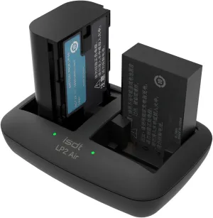ISDT LP2 Air LP-E6/E6N Battery Charger Type-C Input Dual E12 E17 Battery Fast Charger for Canon EOS R R5, EOS 5D4 60D 70D 80D, EOS M M2 M3 M50 100D 200D 800D Cameras More, 90 Mins Full Charge