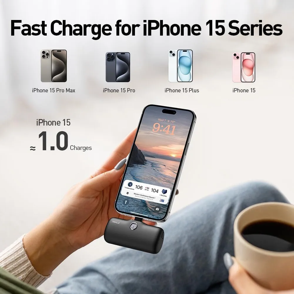 iWALK USB-C Portable Charger for iPhone 15/16, Mini 20W 4800mAh Wireless Power Bank Fast Charging Travel Battery Pack Compatible with iPhone 16/15/15 Plus/15 Pro/15 Pro Max, Andriod Phone Samsung