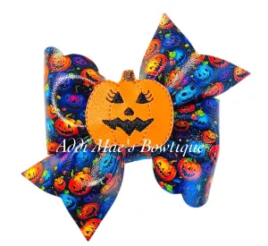 Jack O Lantern Bright Pumpkins Halloween Bow