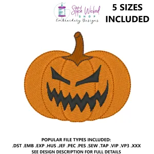 Jack O Lantern Halloween Machine Embroidery Design, Face 10