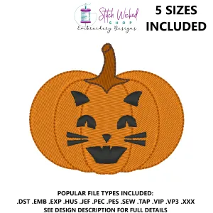 Jack O Lantern Halloween Machine Embroidery Design, Face 4