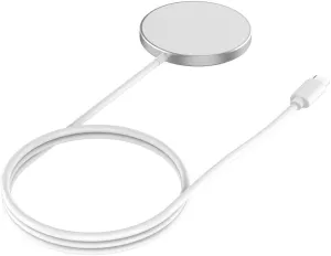 JOBY Magnetic Wireless Charger, Wireless Charger Compatible with MagSafe, Qi Technology, 15W Fast Charging, Compatible with iPhone and Android Smartphones, 1m USB-C Cable, Grey