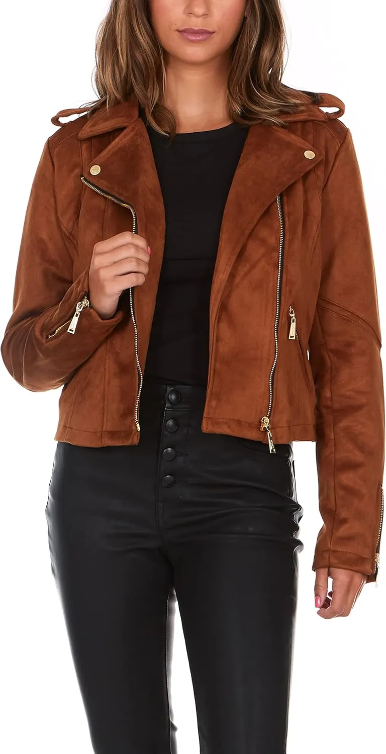 JOUJOU Womens Faux Suede Jacket, Stylish Clothing, Luxury Fashion