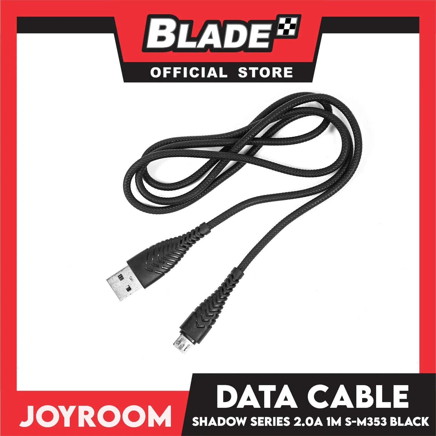 Joyroom Shadow Series Data Cable 2.0A 1000mm Micro S-M353 (Black) Cable Cord Fast Charger for Android