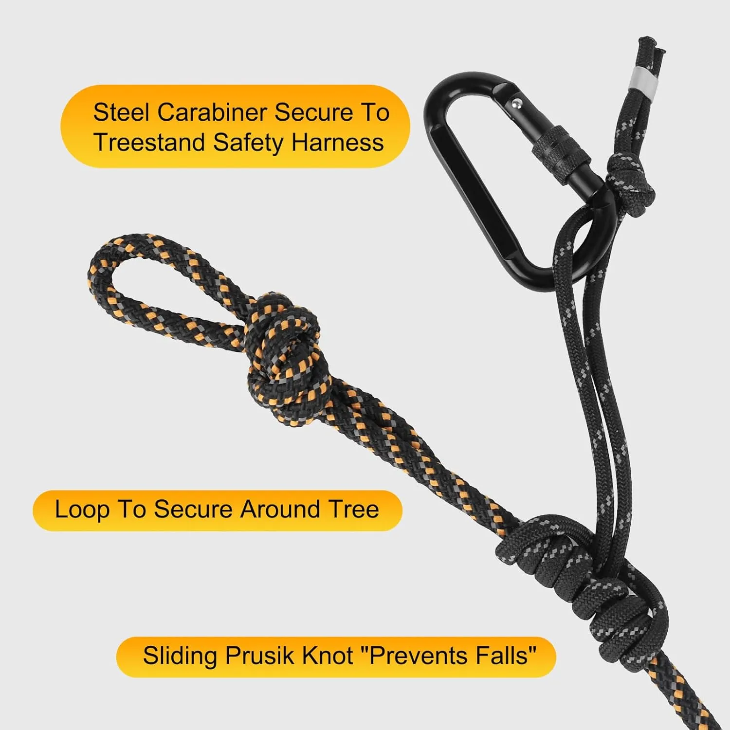 Kalkal Tree Stand Safety Rope, 30FT Reflective Lifeline Hunter Safety Harness for Tree-Stand Hunting