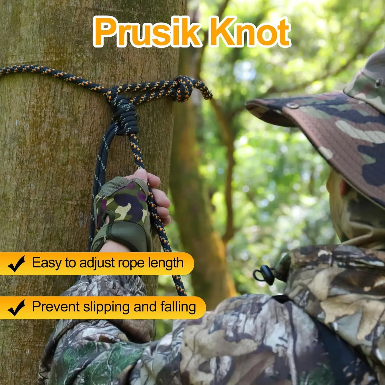 Kalkal Tree Stand Safety Rope, 30FT Reflective Lifeline Hunter Safety Harness for Tree-Stand Hunting