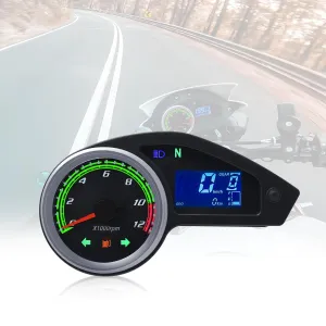 KAOLALI Motorcycle Speedometer Gauge 12000RPM Universal Digital LCD Odometer Tachometer Moto Cluster Dashboard Speedo Meter for Brazil 250 RPS Hawk 250