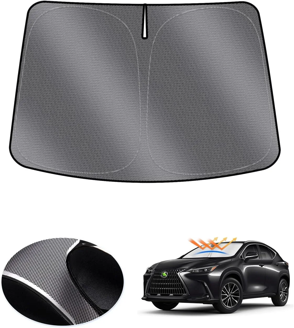 Karltys Windshield Sun Shade for 2022-2024 2025 Lexus NX NX250 NX350 NX350h NX450h  Accessories, UPF50  Reflective Front Window Sunshade for Lexus NX Foldable Sun Visor Protector Keep Car Cooler