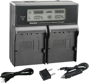 Kastar SSL-JVC50 CH04 LCD Dual Fast Charger Compatible with JVC SSL-JVC50, SSL-JVC70, SSL-JVC75, BN-S8I50 Battery, JVC GY-HM660U, GY-HM660SC Camera, DT-X Monitors Camera
