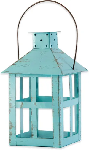 Kate Aspen Vintage Distressed Decorative Lantern, Blue, Extra Large (Pack of 1)