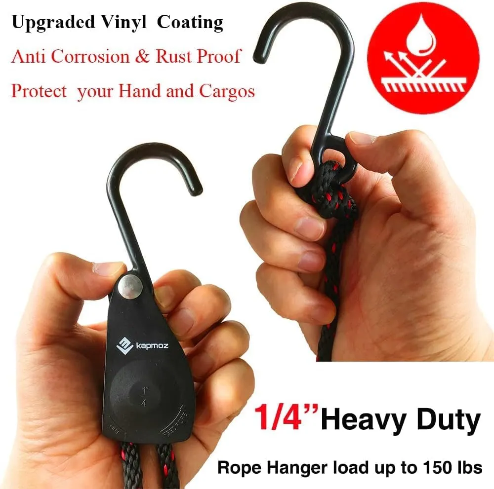 Kayak Tie Down Straps Canoe Bow and Stern Heavy Duty Cargo Ratchet Pulley Rope Hanger