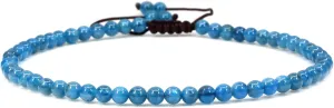 Keleny Natural Gemstone 4mm Round Bead Charm Stretch Anklet for Women Brown Rope Adjustable 8.6-11 Inch