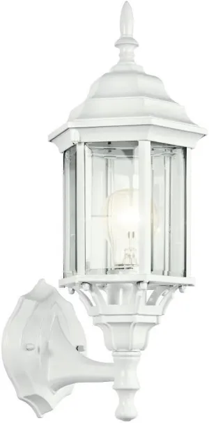 Kichler Chesapeake 17" Outdoor Wall Light in White, 1-Light Exterior Porch Light, Coastal Wall Sconce with Clear Beveled Glass, (17" H x 6.5" W), 49255WH