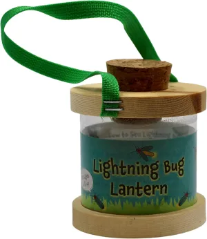 Kids Lightning Bug and Firefly Lantern, Plexiglass Chamber with Wooden Base