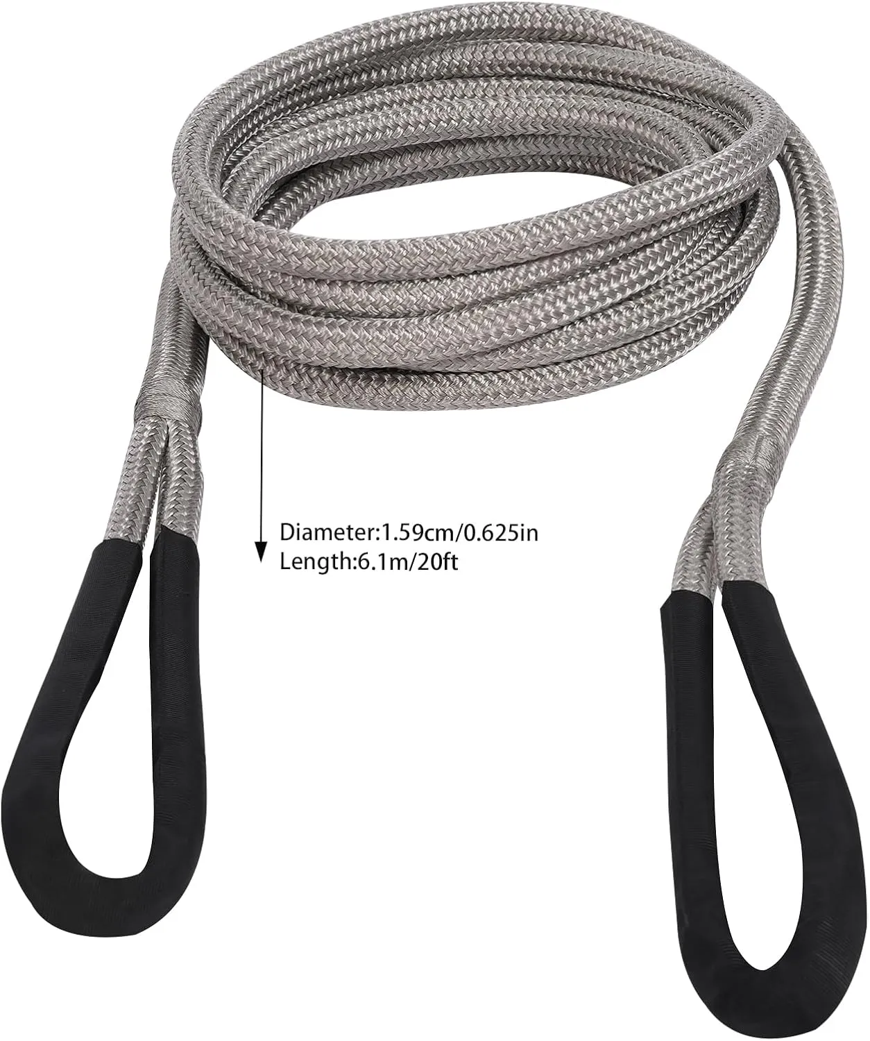 Kinetic Recovery Rope, 5/8" x 20 Feet 15100 lbs Elasticity Energy Snatch Rope Heavy Duty Energy Rope with Handbag Tow Rope for Trucks, UTV, ATV, SUV (Grey)