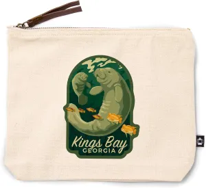 Kings Bay, Georgia, Manatee and Calf Swimming, 100% Cotton Zipper Pouch, Travel Accessory, Go Bag