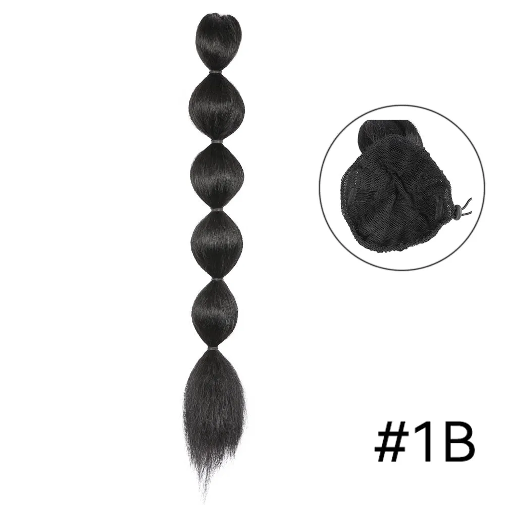 Kinky Straight Ponytail Syntehtic Bubble Ponytail Extensions 20Inch Long Drawstring Antern Bubble Pony Tail For Black Women